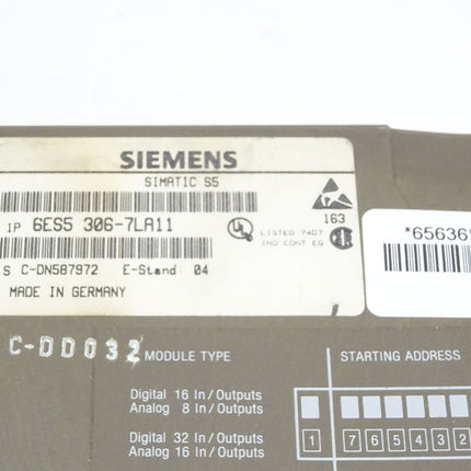 Siemens Simatic S5 6ES5306-7LA11 / 6ES5 306-7LA11 E:04