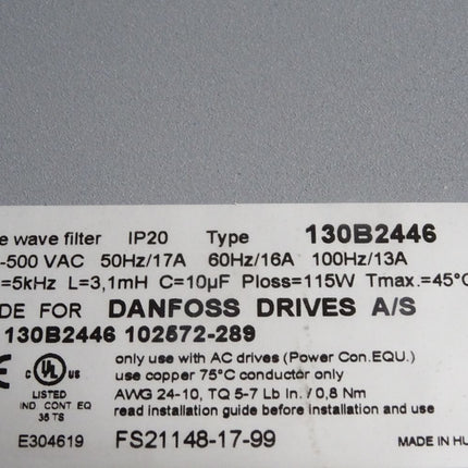 Danfoss VLT Power Option Sinusfilter 130B2446