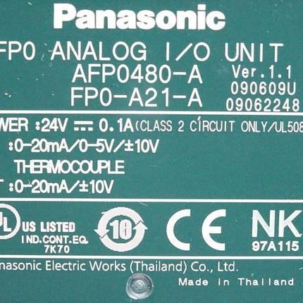 Panasonic FP0 Analog I/O Unit AFP0480-A FP0-A21-A