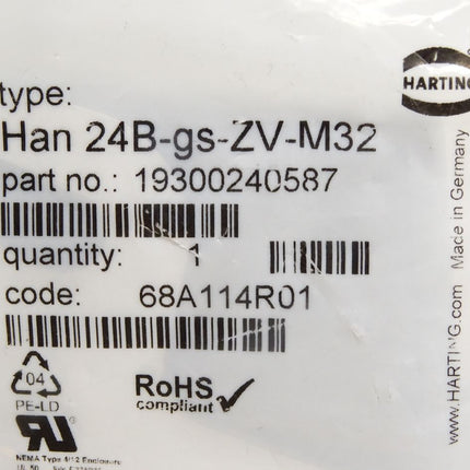 Harting Han 24B-gs-ZV-M32 19300240587 / Neu OVP