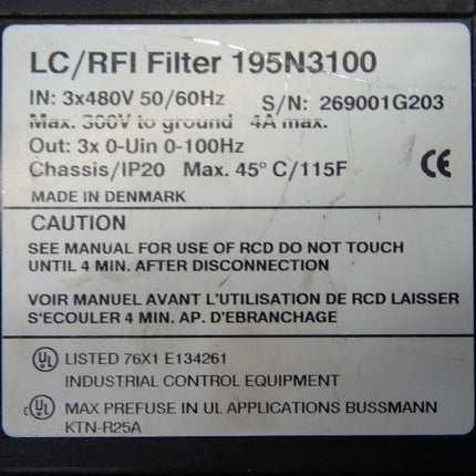 Danfoss 195N3100 LC/RFI Filter Frequenzumrichter