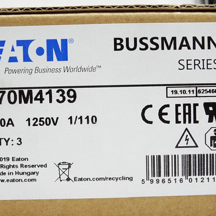 Eaton Bussmann 170M4139 200A 1250V Sicherung / Inhalt:3 Stück / Neu OVP