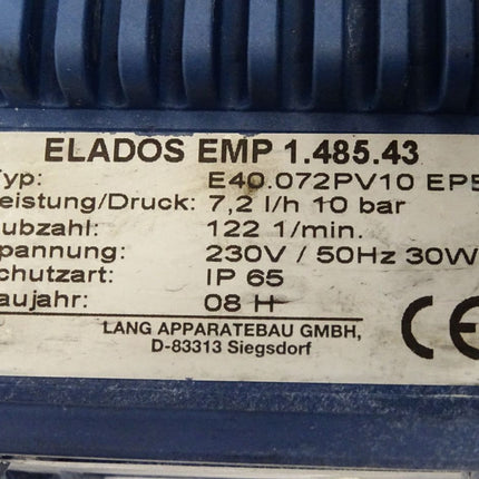 Lang Apparatebau Dosierpumpe Elados EMP 1.485.43 148543 E40.072PV10 EPE 7.2l/h 10bar