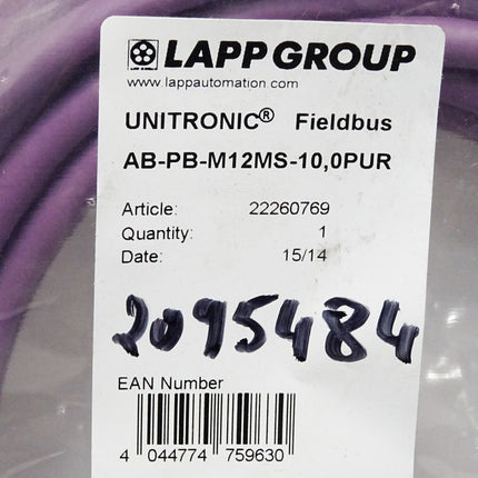 Lapp Kabel AB-PB-M12MS-10,0PUR UNITRONIC® Fieldbus 22269769 / Neu OVP