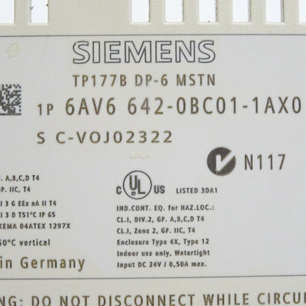 Siemens Backcover Rückschale Panel TP177B DP-6 MSTN 6AV6642-0BC01-1AX0 6AV6 642-0BC01-1AX0