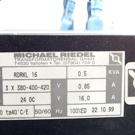 Michael Riedel Trafo RDRKL16 RDRKL 16 3x 380-400-420V auf 24VDC 0.5kVA