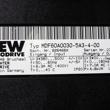 SEW Eurodrive Movidrive Umrichter 3kW MDF60A0030-5A3-4-00 826466X Powerunit MDX60A0030-5A3-4-008227195 Steuerkopf MDF60A-00 8227012