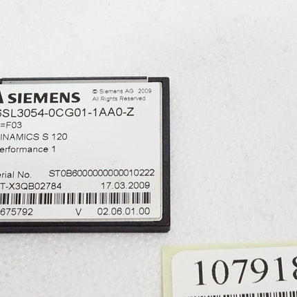 Siemens Compact Flash Card 6SL3054-0GC01-1AA0-Z Z=F03 Sinamics S120 Performance 1