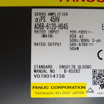 Fanuc Servo Amplifier A06B-6120-H045 50kW