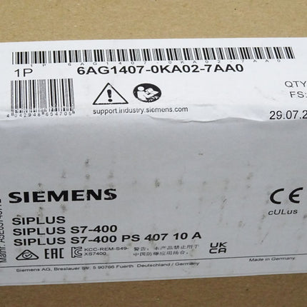 Siemens Siplus S7-400 PS407 6AG1407-0KA02-7AA0 / Neu OVP versiegelt