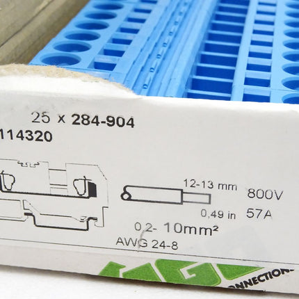 Wago 2-Leiter-Durchgangsklemme 284-904 / Inhalt : 25 Stück / Neu OVP