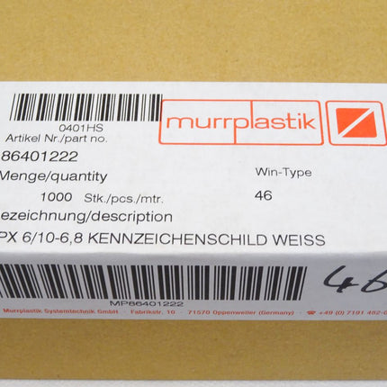 Murrplastik 86401222 KPX6/10-6,8 / Inhalt : 1000 Stück / Neu OVP