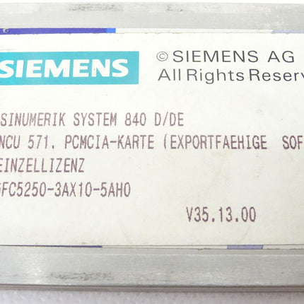 Siemens Sinumerik System 840 D/DE PCMCIA-Karte / 6FC5250-3AX10-5AH0 v35.13.00