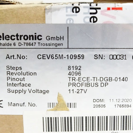 TR Electronic Drehgeber CEV65M CEV65M-10959 / Neu OVP