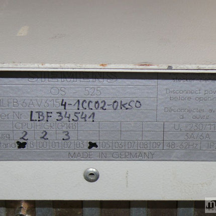 Siemens 6AV6154-1CC02-0KS0 Operatorpanels OS-Terminal 6AV6 154-1CC02-0KS0