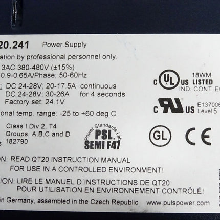 Puls QT20 Power Supply QT20.241