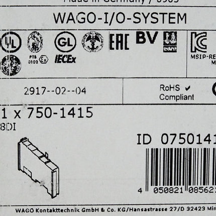 Wago 750-1415 8-Kanal-Digitaleingang / Neu OVP versiegelt