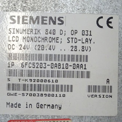 Siemens 840D 6FC5203-0AB10-0AA1 +  6FC5247-0AA36-0AA1+ 6FC5210-0DA20-2AA1 OP31