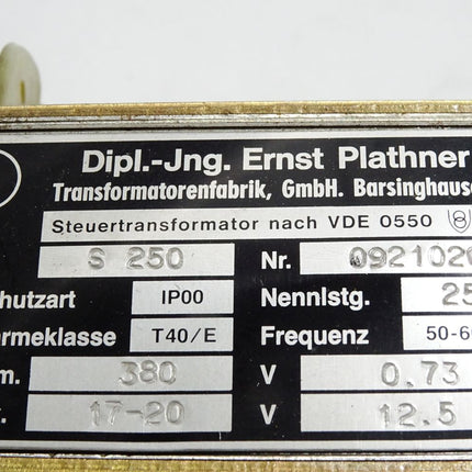 Ernst Plathner Steuertransformator S250 380V auf 17-20V