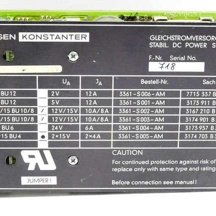 Gossen Konstanter Einschubkarte S93S2x15BU4 2x15V 2x4A 3361-S005-AM 3174 703 B3305