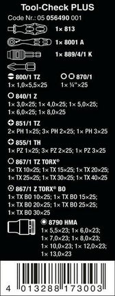 Wera 05056490001 Tool-Check PLUS Bit-Set 32teilig Bitbox 1/4" Rapidaptor