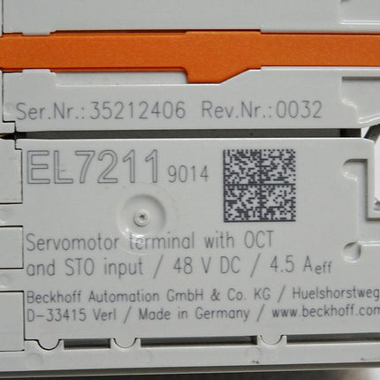 Beckhoff EL7211 9014 Rev.0032 Servomotor-EtherCAT-Klemme