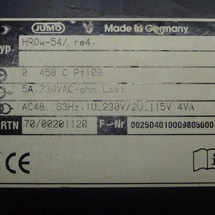 Jumo HR0w-54/re4 Temperaturregler PT100