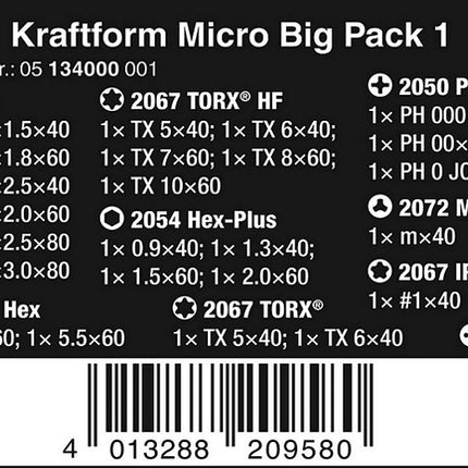 Wera Kraftform Micro Big Pack 1 Elektroniker-Schraubdrehersatz 05134000001