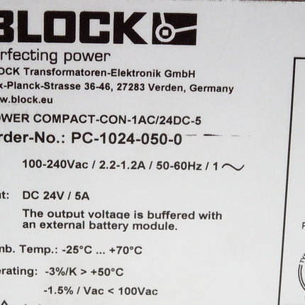 Block Power Compact-CON-1AC/24DC-5 PC-1024-050-0 Schaltnetzteil