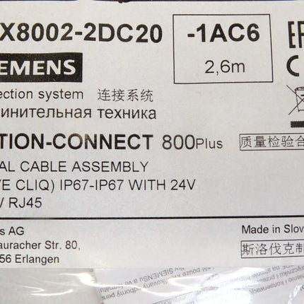 Siemens 6FX8002-2DC20-1AC6 Motion-Connect 800 Plus Signalleitung 2,6m / Neu OVP