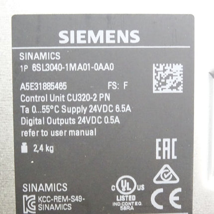 Siemens Sinamics 6SL3040-1MA01-0AA0 Control Unit CU320-2 PN