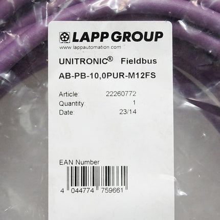 Lapp Kabel AB-PB-10,0PUR-M12FS UNITRONIC® Fieldbus 22260772 / Neu OVP