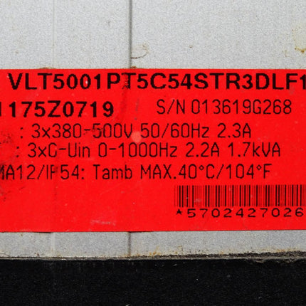 Danfoss 175Z0719 VLT5001PT5C54STR3DLF10A00 Frequenzumrichter 0.75kW