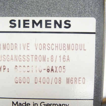 Siemens Simodrive Vorschubmodul Ausgangstrom 8-16A / 6SC6110-8AX05