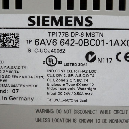 Siemens Panel TP177B DP-6 MSTN 6AV6642-0BC01-1AX0 6AV6 642-0BC01-1AX0 - Maranos.de