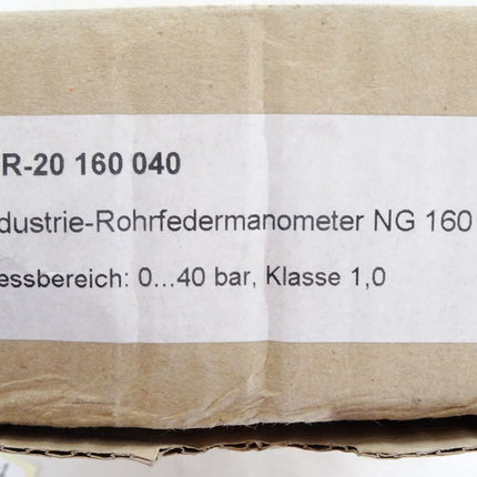 Hagelschuer Rohrfedermanometer EN837-1 / 0...40bar / MR-20 160040 / Neu OVP