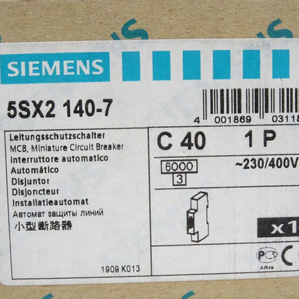 Siemens 5SX2140-7 C40 Leistungsschalter 5SX2 140-7 neu-ovp