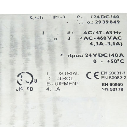 Phoenix Contact Power Supply 78-107-3300 / 2939849 Quint-PS-3x400AC/24DC/40