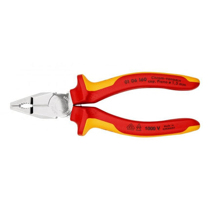 Knipex 01 06 160 Kombizange VDE 160mm 0106160 mit Mehrkomponenten-Hüllen