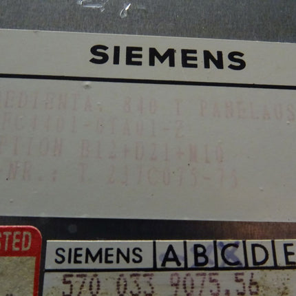 Siemens SINUMERIK TFT 6FC4401-0TA01-Z Bedientafel 5700339075.56 6FC4 401-01A01-Z E-Stand C