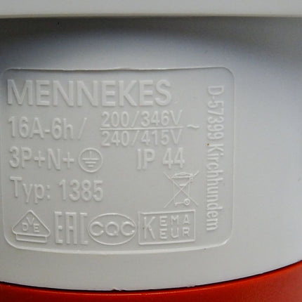 Mennekes Wandsteckdose 16A-6h 1385 3P+N+E 5-polig  / Neu