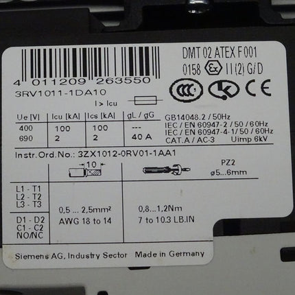 Siemens 3RA1110-1DD15-1BB4 / 3RA1 110-1DD15-1BB4 Starter Combination