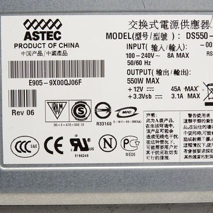 Astec E905-9X00QJ06F DS550-3 Power Supply 550W Sun 300-1945-01