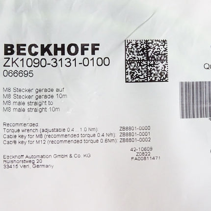 Beckhoff ZK1090-3131-0100 EtherCAT-Leitung 10m / Neu OVP