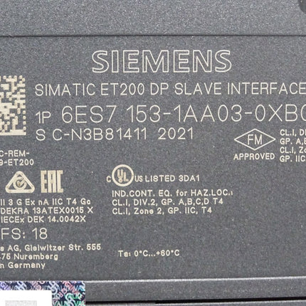 Siemens ET200 DP Slave Interface IM153-1 6ES7153-1AA03-0XB0 6ES7 153-1AA03-0XB0 FS:18 Neu - Maranos.de