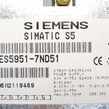 Siemens PS 7A/15A Simatic 6ES5951-7ND21 / 6ES5 951-7ND21 / Neuwertig