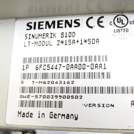 Siemens Sinumerik 810D LT-Modul 2x15A+1x50A 6FC5447-0AA00-0AA1 Version A