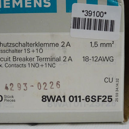 Siemens 1x 8WA1011-6SF27 Schutzschalterklemme 8WA1 011-6SF27