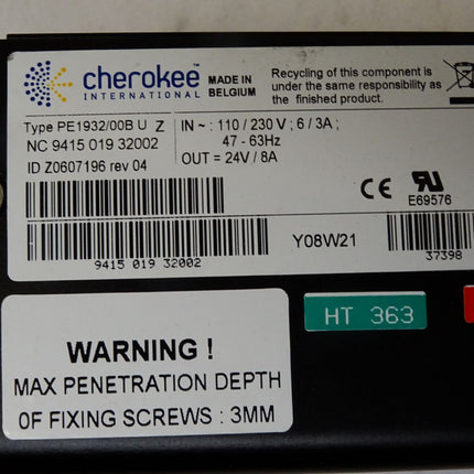 Cherokee PE1932/00B U ID Z0607196 Power Supply