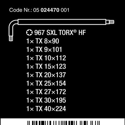 Wera 967/9 TX XL Multicolour HF 1 Winkelschlüsselsatz mit Haltefunktion, lang